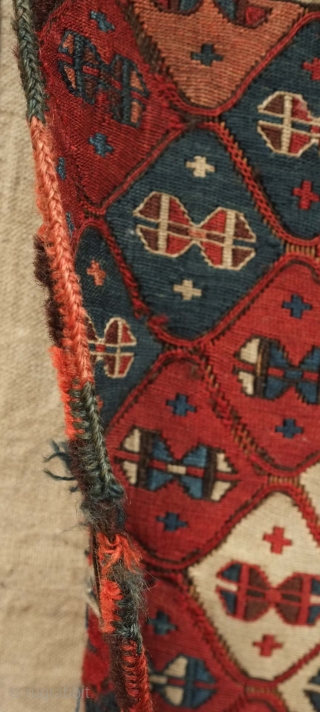 Kurdish weftless soumak bag face, 19th century.  Fine workmanship and good condition. Colors include a good apricot hue. Anatolian weaving. 52 x 58 cm  Contact danauger@tribalgardenrugs.com     