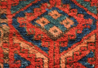 Kurdish divan rug, Central Anatolia, 19th century. Rich colors and plush soft wool. A striking and rich ethnographic antique. 102 x 225 cm          