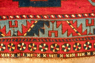 Kazak Rug, possibly Borchalu, 1920s.  Deeply saturated colors.  Very soft wool.  Some very slow areas of slightly lower pile.  141 x 215 cm      