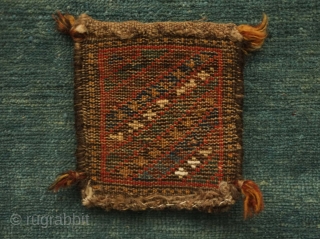 Afshar potholder from the 19th century.  Excellent soft wool in great colors.  These were usually made in a pair and were more decorative than for use.  14 x 15  ...