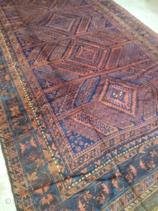 Balouch Main Carpet 12' x 7'6" in near mint condition. Last quarter of 19th century with great soft wool and some cotton highlights $4800.         
