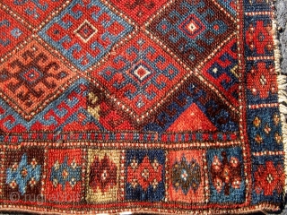 Kurdish Jaff bag face or front, nineteenth century, all dyes appear natural including strongly saturated red, ends slightly reduced.  30" by 21".  Please ask for additional photos if needed.  