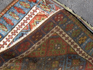 Meaty Jaf (Jaff) Kurdish bag face or front, full pile, all natural dyes including lovely greens, original ends and sides, first quarter of the 20th century.  32" by 27".  Please  ...