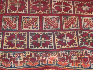Rare antique Algerian (Guergour) rug (Thanks Simon!). A first for me.   4' by 8'4". Very floppy.  All dyes appear natural. Some old repairs.  Edges recently recast.  Please  ...