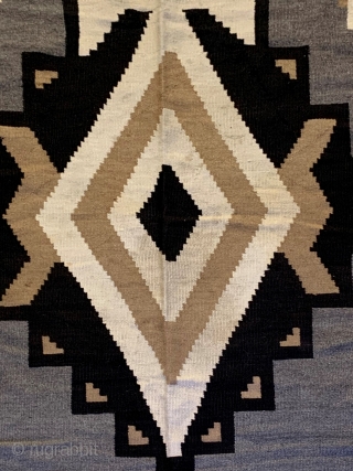 Rare room size Two Grey Hills antique Navajo rug, circa 1925-1935.  9' 10" by 6' 7".  Please ask for additional photos etc.         