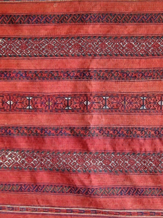 Antique Ersari or Kizil Ayak large flat woven chuval complete with original back.  All dyes appear natural.               