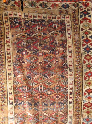 Beautiful large fragmented mid 19th Century Kurdish long rug.  Approximately 52" by 128".  Please ask for additional photos.             