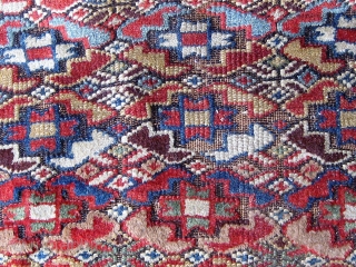 Beautiful large fragmented mid 19th Century Kurdish long rug.  Approximately 52" by 128".  Please ask for additional photos.             