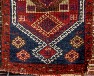 Antique Anatolian Kurdish yastik, from the Malatya area. Last quarter of the 19th Century.  All dyes appear natural with the possible exception of the highly saturated red in the outer border--difficult  ...