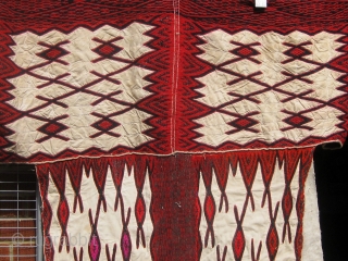 Woman's overgarment, homespun flax and wool, 81" wide including sleeves, 42" down, Weining area, Guizhou, China, mid 20th century.  Please ask for additional photos.        