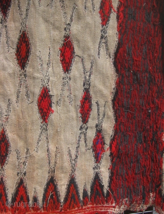 Woman's overgarment, homespun flax and wool, 81" wide including sleeves, 42" down, Weining area, Guizhou, China, mid 20th century.  Please ask for additional photos.        