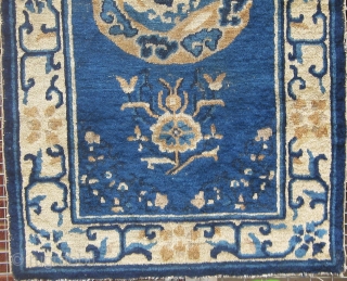 Antique last quarter of the nineteenth century Chinese carpet, lovely small size (30" by 52"), in nice antique condition.  Please ask for additional photos if needed.      