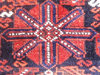 Antique 19th Century Mina Khani Baluch khorjin face, silky wool, floppy handle, finely woven, all natural dyes with the possible exception of a few silk knots that may be fuchsine dyed (see  ...