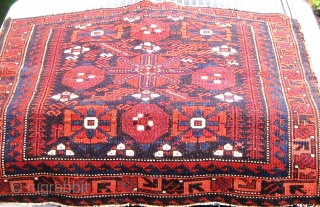 Antique 19th Century Mina Khani Baluch khorjin face, silky wool, floppy handle, finely woven, all natural dyes with the possible exception of a few silk knots that may be fuchsine dyed (see  ...