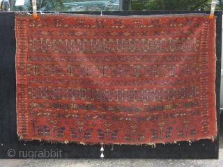 Ersari? Beshir? large banded chuval, Middle Amu Darya, 19th century, all dyes natural, complete, unusual vertical bands on each side.  Please ask for additional photos etc. Fresh from a Florida estate. 