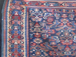 Antique Senna Senneh kilim, circa 1900.  All dyes appear natural.  Please ask for additional photos etc.               