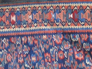 Antique Senna Senneh kilim, circa 1900.  All dyes appear natural.  Please ask for additional photos etc.               