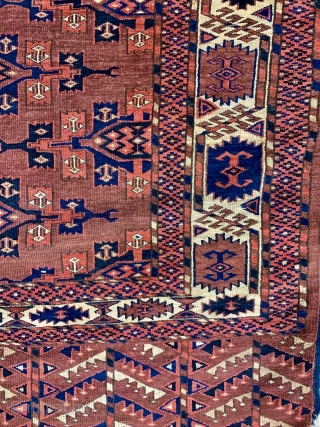 Antique Yomut main carpet with "kepse" gul, circa 1880-1890.  All dyes natural.  Fresh from a Florida estate.  Please ask for additional photos if needed.      