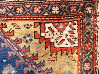 Very folksy Kurdish runner from Western Persia, mid-20th century, in excellent condition.  Beautiful wool, full pile, signed and/or dated (see the last two photos, with human and animal figures.  42"  ...