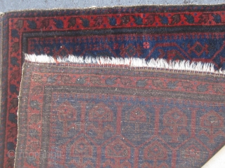 Fabric-like silky Baluch bag front, full pile, extremely fine weave, beautiful condition.  All natural dyes with shades of navy blue, aubergine, madder, dark green, etc.  29" by 25".  Please  ...