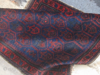 Fabric-like silky Baluch bag front, full pile, extremely fine weave, beautiful condition.  All natural dyes with shades of navy blue, aubergine, madder, dark green, etc.  29" by 25".  Please  ...