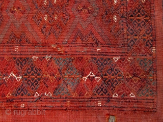 Antique 19th Century Turkmen Yomut (Yomud) group torba, flat woven, extremely fine, all dyes appear natural, some damage as seen.  Please ask for additional photos.       