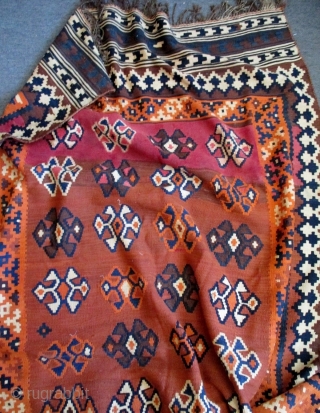 Antique Qashqai kilim, early 20th century, complete and in good condition. Please ask for additional photos if needed.               