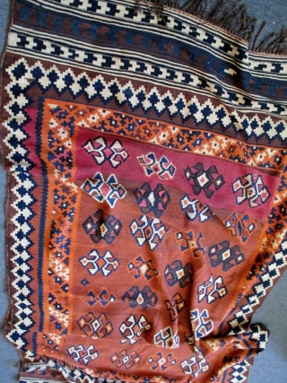 Antique Qashqai kilim, early 20th century, complete and in good condition. Please ask for additional photos if needed.               