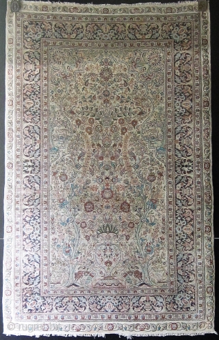 Joyful animals frolicking all over this extremely finely knotted Hereke silk prayer rug with tree of life design, circa mid 20th century, in lovely condition.  30" by 48".  Fresh from  ...