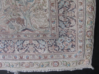 Joyful animals frolicking all over this extremely finely knotted Hereke silk prayer rug with tree of life design, circa mid 20th century, in lovely condition.  30" by 48".  Fresh from  ...