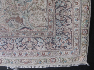 Joyful animals frolicking all over this extremely finely knotted Hereke silk prayer rug with tree of life design, circa mid 20th century, in lovely condition.  30" by 48".  Fresh from  ...