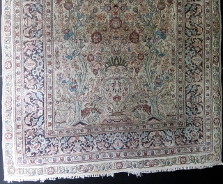 Joyful animals frolicking all over this extremely finely knotted Hereke silk prayer rug with tree of life design, circa mid 20th century, in lovely condition.  30" by 48".  Fresh from  ...