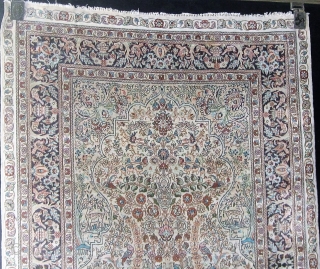 Joyful animals frolicking all over this extremely finely knotted Hereke silk prayer rug with tree of life design, circa mid 20th century, in lovely condition.  30" by 48".  Fresh from  ...