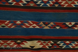 Antique Caucasian Shirvan kilim, circa 1890-1910.  In lovely condition.  All dyes appear natural.  A little smaller than most of this type at 50" by 92".  Please ask for  ...