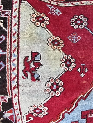 Antique Anatolian carpet, early 1900s, complete and in fair condition with brown oxidation as expected.  Dyes look good to my eye. 67" by 45".  Please ask for additional photos if  ...