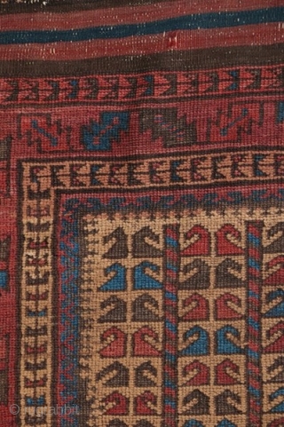 Interesting antique Baluch carpet, last quarter of the 19th century.  All dyes appear natural.  Floppy handle, fine weave.             