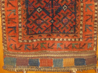 Antique (last quarter of the 19th Century) Beluch (Baluch) balisht face, excellent condition.  Full pile, all dyes natural, with a beautiful green and pale blue.  Larger than most at 23"  ...