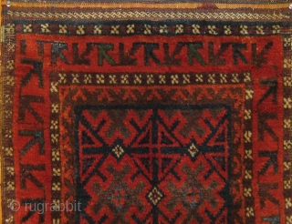 Antique (last quarter of the 19th Century) Beluch (Baluch) balisht face, excellent condition.  Full pile, all dyes natural, with a beautiful green and pale blue.  Larger than most at 23"  ...