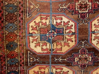 Antique Baluch (symmetrically knotted) carpet, beautiful light palette with pale blues, rose, violet, etc. in natural dyes.  1890-1900.  Generally good condition, with original edges, good pile in the lower half,  ...