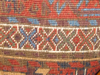 Beautiful 19th century Baluch carpet, extremely rare field design, with a beautiful array of blues, all natural dyes.  In good condition, edges all original, ends reduced, usual oxidation of the brown  ...