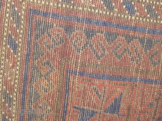 Antique Baluch prayer rug, dark palette, all dyes natural, circa 1900-1920, in beautiful condition with basically full pile and original sides and ends (including rarely seen braiding on the top end and  ...