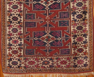 Antique Canakkale (Bergama area).  19th Century.  All natural dyes including cochineal.  Beautiful condition, with original ends and sides and medium to full pile all over.  43" by 37".  ...