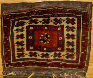 Antique Anatolian heybe from the Bergama area, 19th Century, all natural dyes including beautiful shades of apricot, rose, violet, blue-green etc.  Complete bags with original leather trim and closure systems.   ...