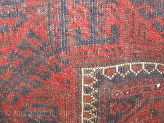 Antique Khorassan Baluch carpet circa 1890-1910 in pristine original condition, full pile, ends and sides intact.  37" by 66".  All natural dyes with the possible exception of an early violet  ...