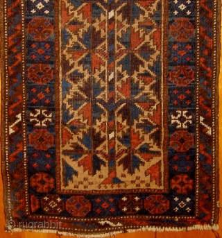 Camel ground Baluch balisht face with "tree of life" design.  Good overall condition, original selvages, all natural dyes, circa 1900. 17" by 38".  Please ask for additional photos   