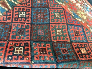 Antique Kurdish Jaff bag front, last quarter of the 19th Century.  All natural dyes, including 2 shades of green.  39" by 32".  Please ask for additional photos if needed. 