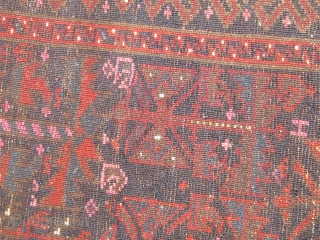 Finest, tightest Baluch balisht, 19th Century, complete ends, mostly  complete selvages, minor areas of moth damage, one small hole in the lower half, silk highligts.   Extremely difficult to photograph  ...