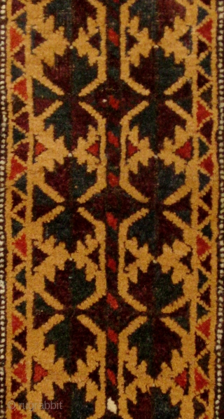 Antique Baluch Balisht front, circa 1890-1910, camel ground, tree of life design, in good condition, mostly full  pile, all dyes natural, ends and sides original.  18" by 38".  Please  ...