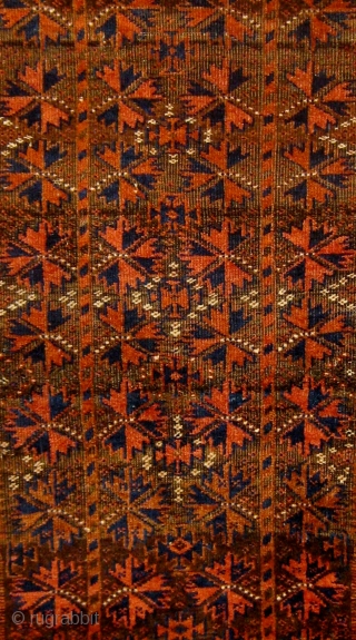 Small antique Baluch carpet (designed like a large balisht), pristine condition, original ends and edges, all natural dyes, circa 1900.  47" by 23". This rug was stored for half a century  ...