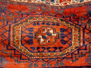 Antique Afshar half khorjin complete with flat woven back, turned into a pillow.  Circa 1900-1910.  In good condition with original ends and edges.  Roughly 19" by 27".  Please  ...